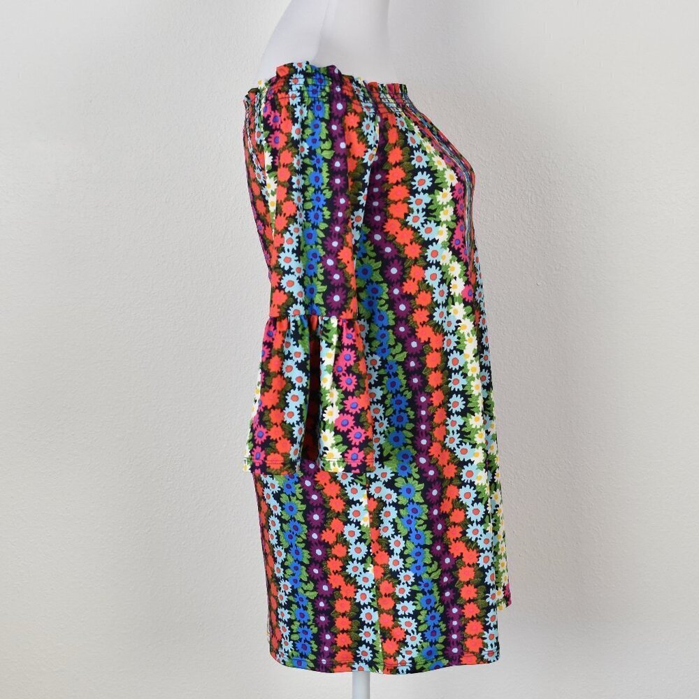 Trina Turk Floral Off Shoulder Print Bell Sleeve Dress - XS - Picture 7 of 8